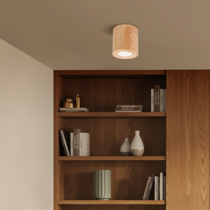 Brilagi - LED RGBW Stmívatelné koupelnové svítidlo MIA 1xGU10/4,8W/230V 3000K 84x80 mm dekor dubu IP44 + dálkové ovládání