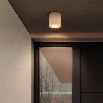 Brilagi - LED RGBW Stmívatelné koupelnové svítidlo MIA 1xGU10/6W/230V 3000K 84x80 mm dekor dubu IP44 + dálkové ovládání