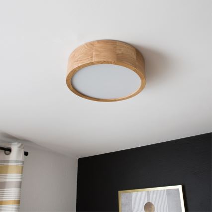 Brilagi - LED RGBW Stmívatelné stropní svítidlo CARVALHO 1xE27/9W/230V 2700-6500K Wi-Fi dub pr. 27,5 cm