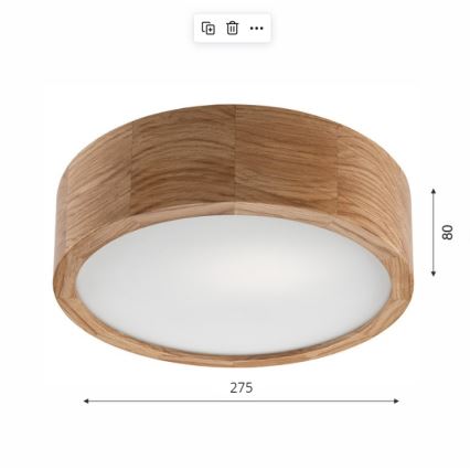 Brilagi - LED RGBW Stmívatelné stropní svítidlo CARVALHO 1xE27/9W/230V 2700-6500K Wi-Fi dub pr. 27,5 cm