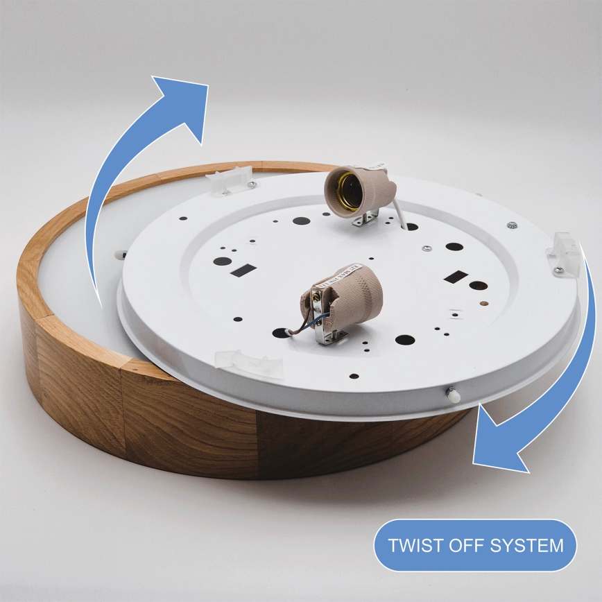 Brilagi - LED RGBW Stmívatelné stropní svítidlo CARVALHO 2xE27/15W/230V 2700-6500K Wi-Fi dub pr. 37,5 cm