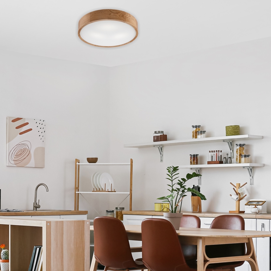 Brilagi - LED RGBW Stmívatelné stropní svítidlo CARVALHO 3xE27/15W/230V 2700-6500K Wi-Fi dub pr. 47,5 cm