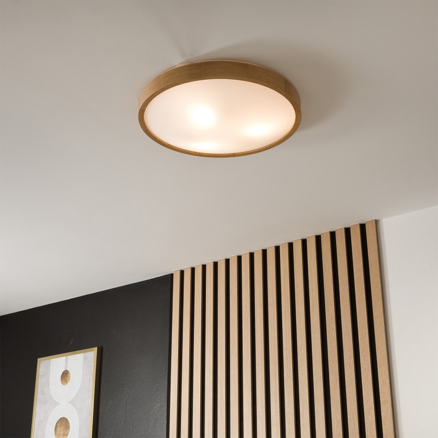 Brilagi - LED RGBW Stmívatelné stropní svítidlo CARVALHO SLIM 3xE27/9W/230V 2700-6500K Wi-Fi dub pr. 47 cm