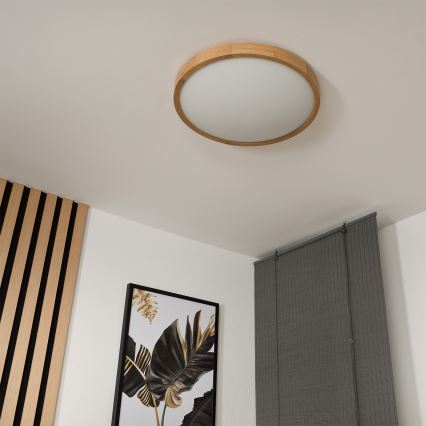 Brilagi - LED RGBW Stmívatelné stropní svítidlo CARVALHO SLIM 3xE27/9W/230V 2700-6500K Wi-Fi dub pr. 47 cm