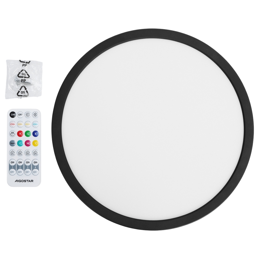 Brilagi - LED RGBW Stmívatelné stropní svítidlo VIBE LED/24W/230V 3000-6500K pr. 29 cm černá + dálkové ovládání