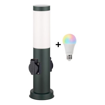 Brilagi - LED RGBW Stmívatelná venkovní lampa se 2 zásuvkami 1xE27/9W/230V 2700-6500K IP44 40 cm antracit