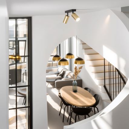 Brilagi - LED RGBW Stmívatelné bodové svítidlo SELE GOLDEN 2xGU10/4,8W/230V 3000K černá/zlatá + dálkové ovládání