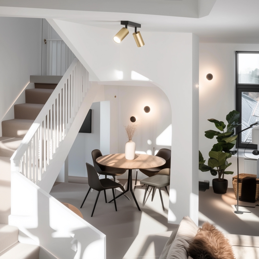 Brilagi - LED RGBW Stmívatelné bodové svítidlo SELE GOLDEN 2xGU10/6W/230V 3000K černá/zlatá + dálkové ovládání