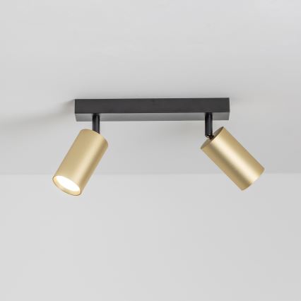 Brilagi - LED RGBW Stmívatelné bodové svítidlo SELE GOLDEN 2xGU10/6W/230V 3000K černá/zlatá + dálkové ovládání