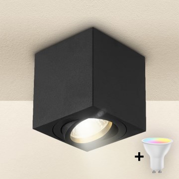 Brilagi - LED RGBW Stmívatelné bodové svítidlo MIA 1xGU10/4,8W/230V 3000K 84x80 mm černá + dálkové ovládání