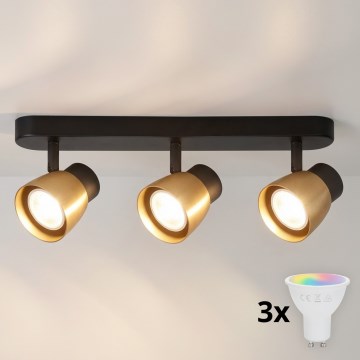 Brilagi - LED RGBW Stmívatelné bodové svítidlo NUGGET 3xGU10/6W/230V černá/zlatá