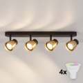BRILAGI - LED RGBW Stmívatelné bodové svítidlo NUGGET 4xGU10/4,8W/230V 3000K černá/zlatá + dálkové ovládání
