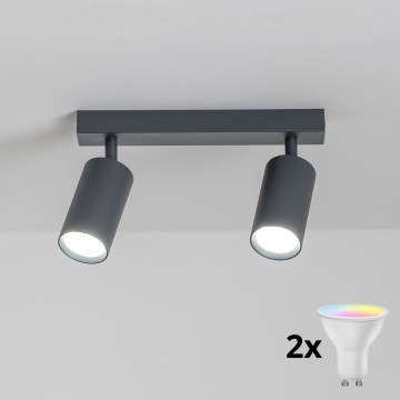 Brilagi - LED RGBW Stmívatelné bodové svítidlo SELE 2xGU10/4,8W/230V 3000K antracit + dálkové ovládání