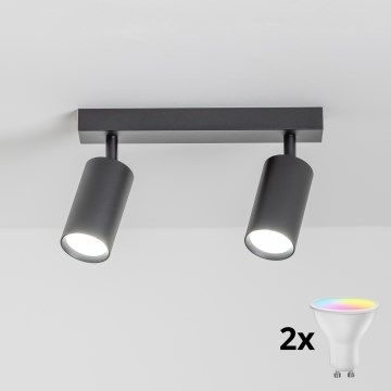 Brilagi - LED RGBW Stmívatelné bodové svítidlo SELE 2xGU10/4,8W/230V 3000K černá + dálkové ovládání
