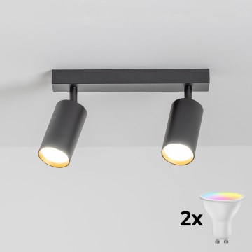 Brilagi - LED RGBW Stmívatelné bodové svítidlo SELE 2xGU10/4,8W/230V 3000K černá/zlatá + dálkové ovládání