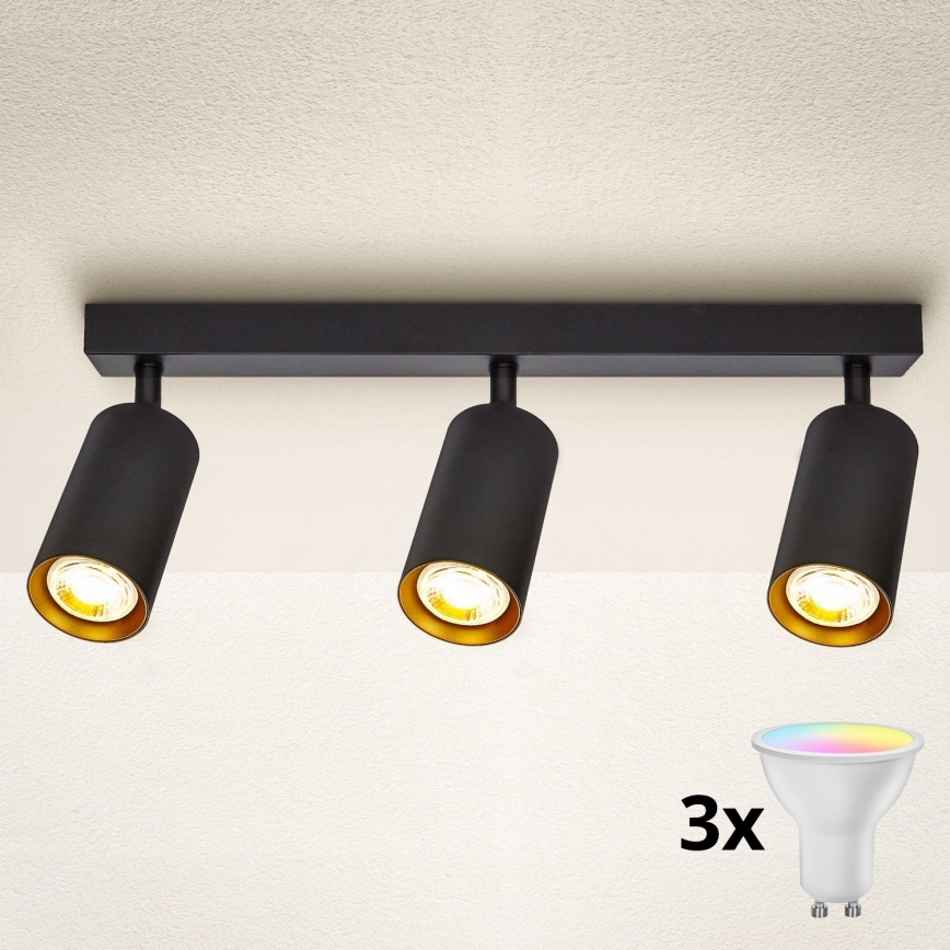 Brilagi - LED RGBW Stmívatelné bodové svítidlo SELE 3xGU10/6,5W/230V 2700-6500K černá/zlatá
