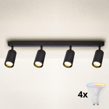 Brilagi - LED RGBW Stmívatelné bodové svítidlo SELE 4xGU10/4,8W/230V 3000K černá + dálkové ovládání