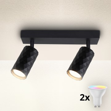 Brilagi - LED RGBW Stmívatelné bodové svítidlo SELE DIAMANT 2xGU10/4,8W/230V 3000K černá + dálkové ovládání