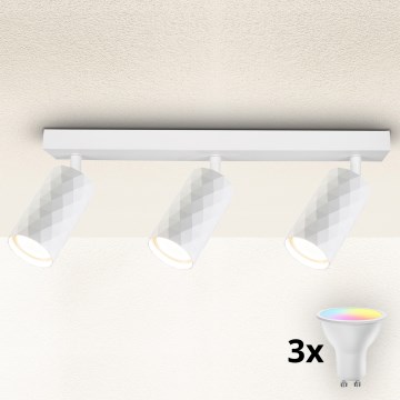 Brilagi - LED RGBW Stmívatelné bodové svítidlo SELE DIAMANT 3xGU10/4,8W/230V 3000K bílá + dálkové ovládání