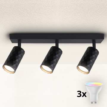 Brilagi - LED RGBW Stmívatelné bodové svítidlo SELE DIAMANT 3xGU10/4,8W/230V 3000K černá + dálkové ovládání