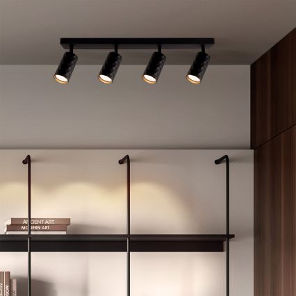 Brilagi - LED RGBW Stmívatelné bodové svítidlo SELE DIAMANT 4xGU10/4,8W/230V 3000K černá + dálkové ovládání