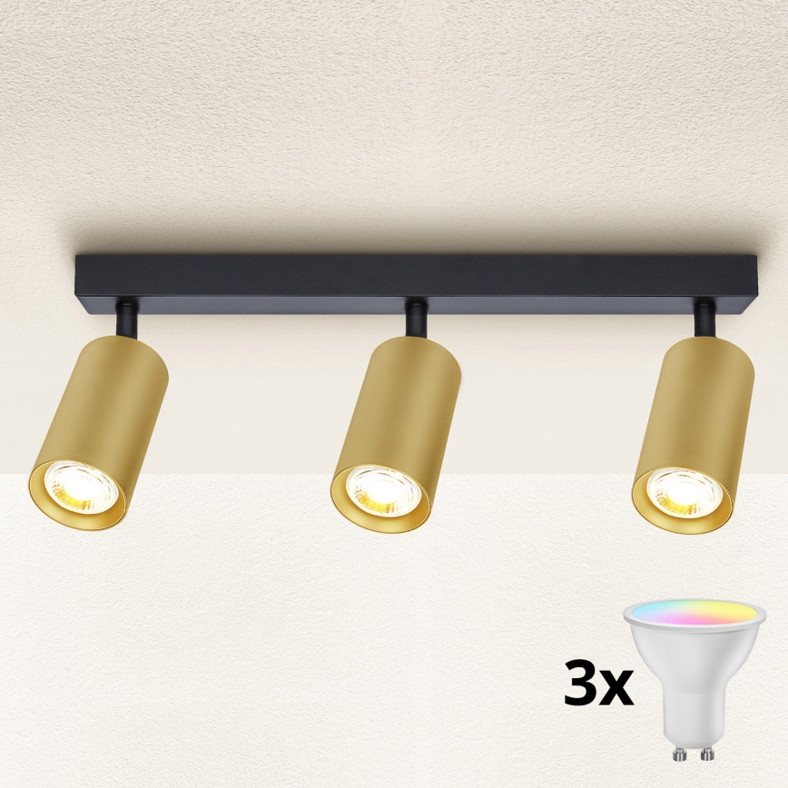 Brilagi - LED RGBW Stmívatelné bodové svítidlo SELE GOLDEN 3xGU10/6,5W/230V 2700-6500K černá/zlatá