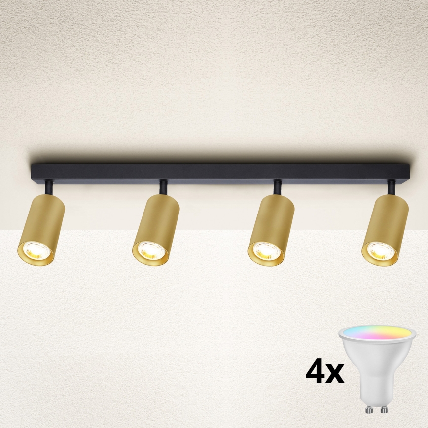 Brilagi - LED RGBW Stmívatelné bodové svítidlo SELE GOLDEN 4xGU10/6,5W/230V 2700-6500K černá/zlatá