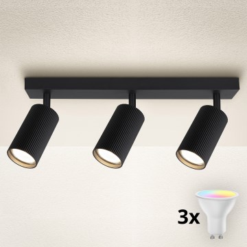Brilagi - LED RGBW Stmívatelné bodové svítidlo SELE MODERN 3xGU10/4,8W/230V 3000K černá + dálkové ovládání