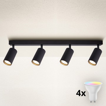 Brilagi - LED RGBW Stmívatelné bodové svítidlo SELE MODERN 4xGU10/6W/230V 3000K černá + dálkové ovládání