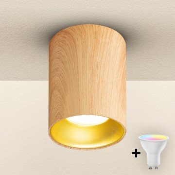 Brilagi - LED RGBW Stmívatelné bodové svítidlo TRINE 1xGU10/30W/230V 2700-6500K Wi-Fi dekor dubu