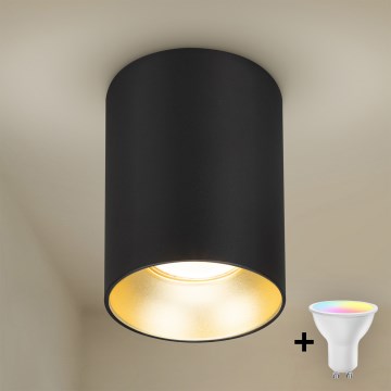 Brilagi - LED RGBW Stmívatelné bodové svítidlo TRINE 1xGU10/4,8W/230V 3000K černá/zlatá + dálkové ovládání