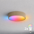 BRILAGI - LED RGBW Stmívatelné koupelnové stropní svítidlo CLARE 2xE27/12W/230V 2700-6500K pr. 30 cm IP54 béžová