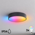 BRILAGI - LED RGBW Stmívatelné koupelnové stropní svítidlo CLARE 3xE27/12W/230V pr. 40 cm antracit IP54