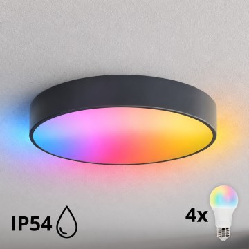BRILAGI - LED RGBW Stmívatelné koupelnové stropní svítidlo CLARE 4xE27/12W/230V pr. 50 cm antracit IP54