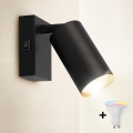 Brilagi - LED RGBW Stmívatelné nástěnné bodové svítidlo s vypínačem SELE 1xGU10/4,8W/230V 3000K černá/zlatá + dálkové ovládání