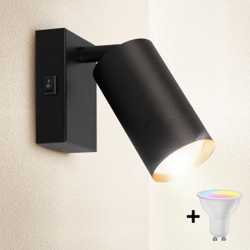 Brilagi - LED RGBW Stmívatelné nástěnné bodové svítidlo s vypínačem SELE 1xGU10/4,8W/230V 3000K černá/zlatá + dálkové ovládání
