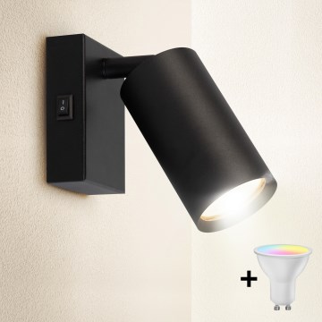 Brilagi - LED RGBW Stmívatelné nástěnné bodové svítidlo SELE 1xGU10/4,8W/230V 3000K černá + dálkové ovládání
