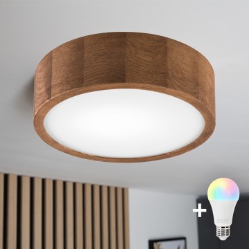 Brilagi - LED RGBW Stmívatelné stropní svítidlo CARVALHO 1xE27/15W/230V 2700-6500K Wi-Fi dub pr. 27,5 cm