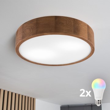 Brilagi - LED RGBW Stmívatelné stropní svítidlo CARVALHO 2xE27/9W/230V 2700-6500K Wi-Fi dub pr. 37,5 cm
