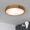 BRILAGI - LED RGBW Stmívatelné stropní svítidlo CARVALHO 3xE27/12W/230V 2700-6500K dub pr. 47,5 cm
