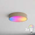 BRILAGI - LED RGBW Stmívatelné stropní svítidlo CLARE 3xE27/12W/230V 2700-6500K pr. 40 cm béžová