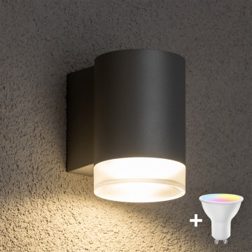 Brilagi - LED RGBW Stmívatelné venkovní nástěnné svítidlo MATERA 1xGU10/6W/230V 3000K IP54 šedá + dálkové ovládání