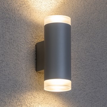 Brilagi - LED RGBW Stmívatelné venkovní nástěnné svítidlo MATERA 2xGU10/6W/230V 3000K IP54 šedá + dálkové ovládání