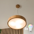 BRILAGI - LED RGBW Stmívatelný lustr na lanku CARVALHO 3xE27/12W/230V 2700-6500K dub pr. 47,5 cm