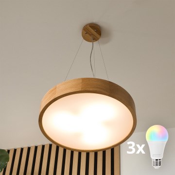 Brilagi - LED RGBW Stmívatelný lustr na lanku CARVALHO 3xE27/9W/230V 2700-6500K Wi-Fi dub pr. 47,5 cm