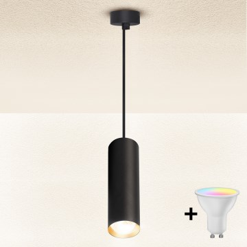 Brilagi - LED RGBW Stmívatelný lustr na lanku SELE 1xGU10/6W/230V 3000K černá/zlatá + dálkové ovládání