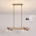 Brilagi - LED RGBW Stmívatelný lustr na lanku SELE 4xGU10/6,5W/230V 2700-6500K béžová