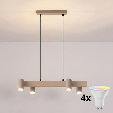 Brilagi - LED RGBW Stmívatelný lustr na lanku SELE 4xGU10/6,5W/230V 2700-6500K béžová