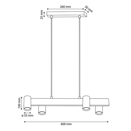 Brilagi - LED RGBW Stmívatelný lustr na lanku SELE 4xGU10/6,5W/230V 2700-6500K bílá