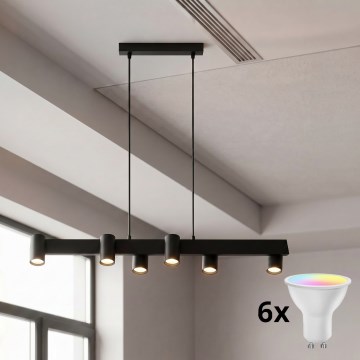 Brilagi - LED RGBW Stmívatelný lustr na lanku SELE 6xGU10/6,5W/230V 2700-6500K černá + dálkové ovládání